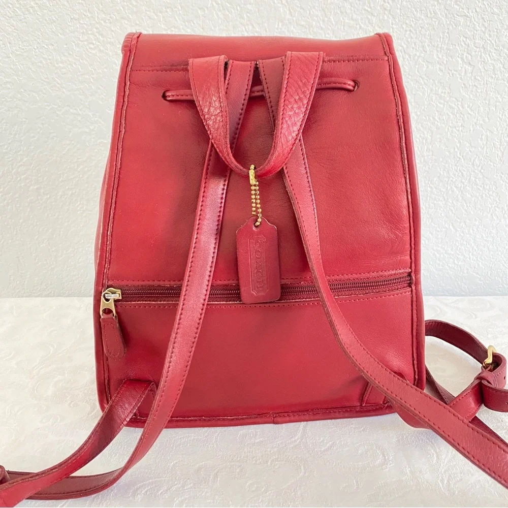 Vintage coach Leather Backpack red